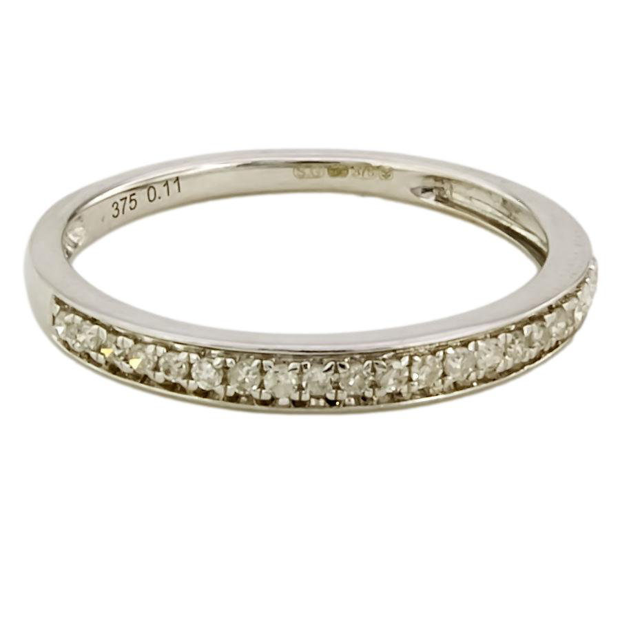 9ct white gold Diamond 11pt half eternity Ring size K